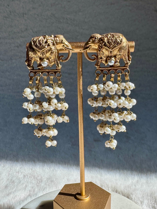 24 Karat Gold Plated, Haathi Statement Earrings