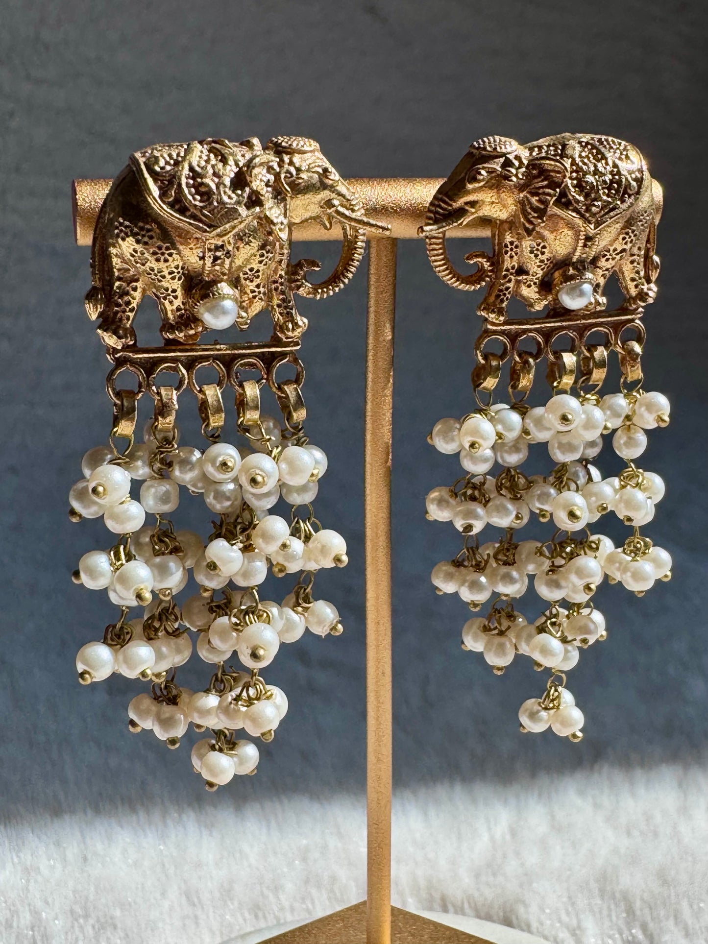 24 Karat Gold Plated, Haathi Statement Earrings